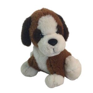 Vintage Saint Bernard Plush 8" Puppy Dog Stuffed Animal Toy Brown Wool?